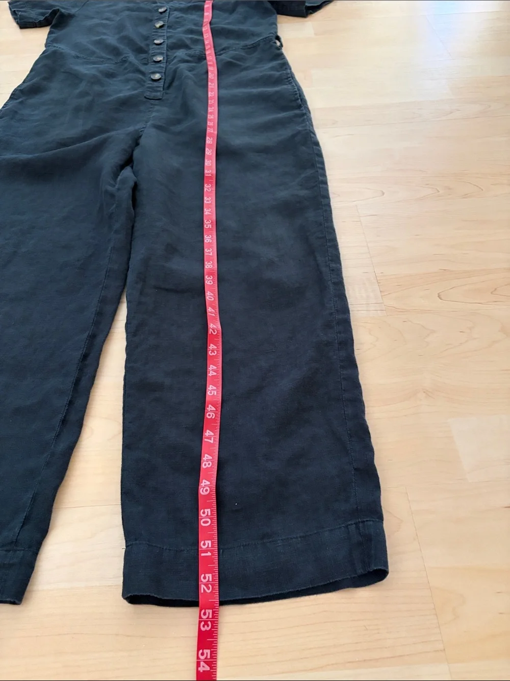 Everlane Black 100% Linen Button Front Wide Leg Jumpsuit Size 4